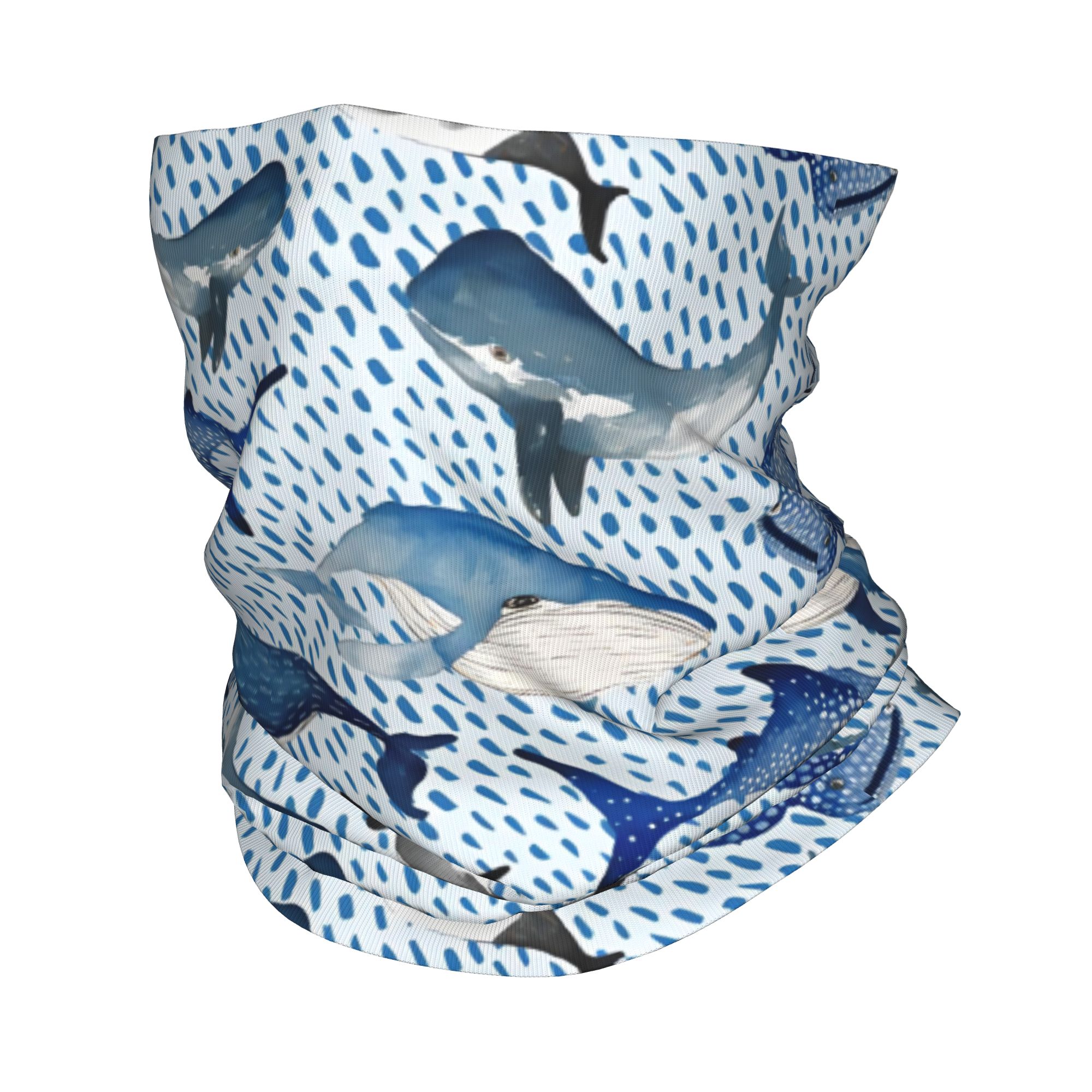 Neck Gaiter Fleece - Personnalisé bleu aquarelle requin hiver bandeau