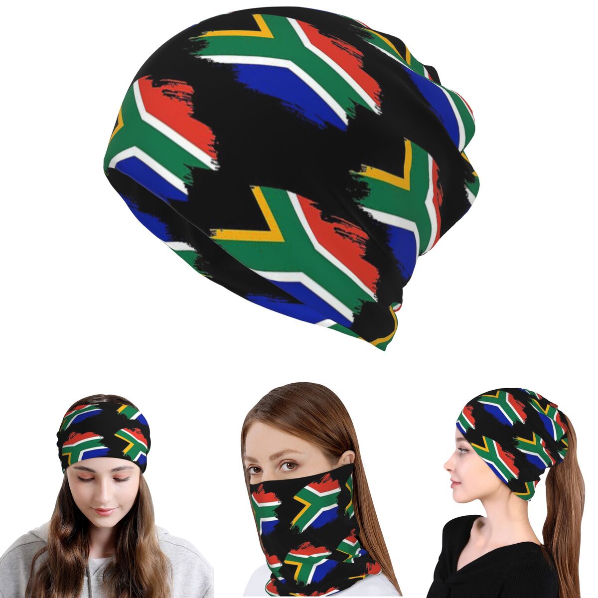 Knit Beanie Hat Warm - Bandana avec drapeau des Springboks d'Afrique