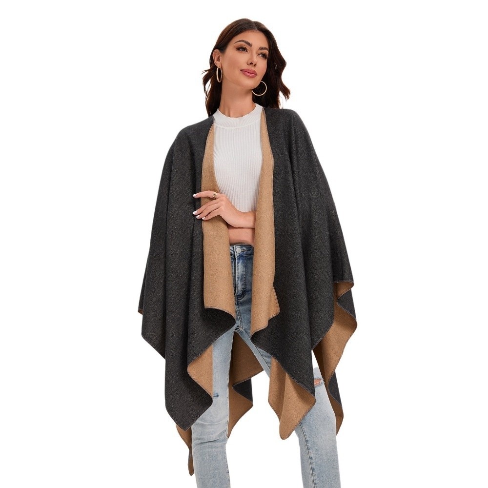 Shawl Wrap Winter - Manteau chaud à carreaux, châle de