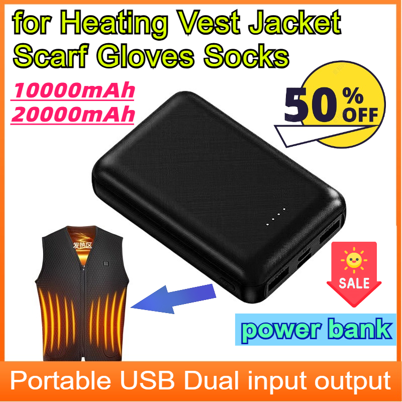 Heated Vest Battery - Batterie chauffante 20000mAh, chargeur rapide Portable,