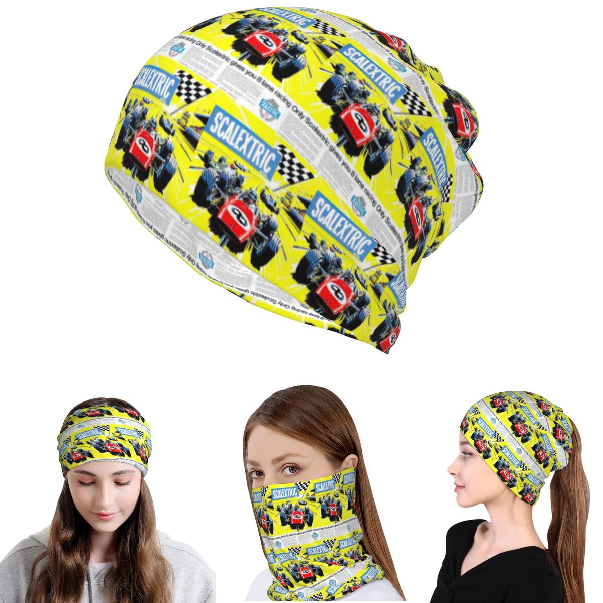 Knit Beanie Hat Warm - Scalextric Vintage Stuff Bandana Neck Gaiter
