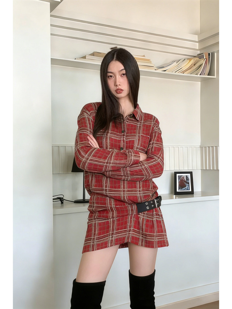 Flannel Shirt Lined - Robe chemise en flanelle à carreaux