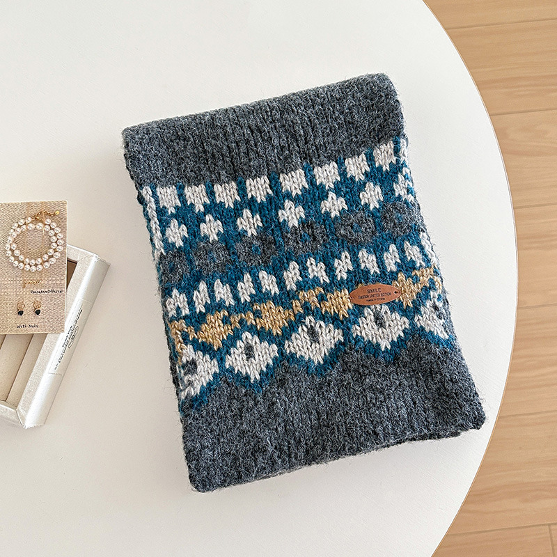 Wool Scarf Men - Écharpe tricotée jacquard pour femmes et