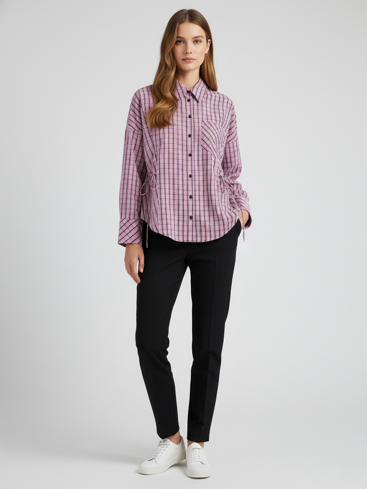 Flannel Shirt Lined - Chemisier élégant à carreaux pour femme,