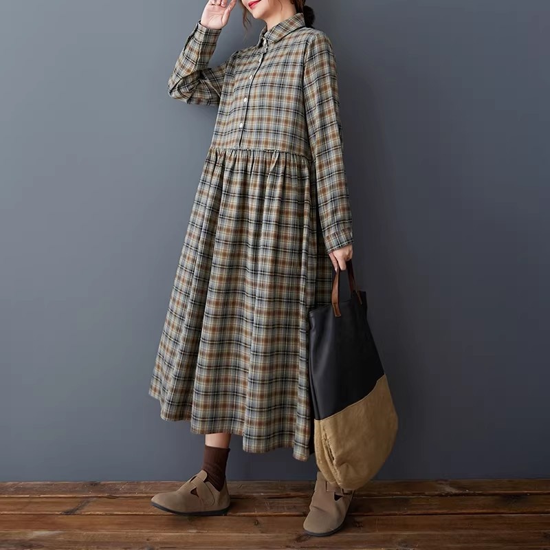 Robe chemise coréenne ample ré - Flannel Shirt Lined avis et prix