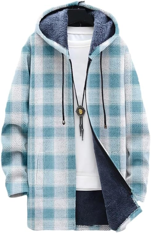 Cardigan à carreaux pour homme - Sherpa Hoodie Fleece avis et prix